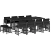 Image de vidaXL Ensemble de jardin 13 pièces avec coussins Noir Poly Rattan