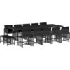 Image de vidaXL Ensemble de jardin 15 pièces avec coussins Noir Poly Rattan