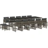 Image de vidaXL Ensemble de jardin 15 pièces avec coussins Gris Poly rotin