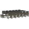 Image de vidaXL Ensemble de jardin 17 pièces avec coussins Gris Poly rotin