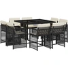 Image de vidaXL Salon de jardin 9 pièces avec coussins noir poly rotin