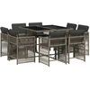 Image de vidaXL Salon de jardin 9 pièces avec coussins Gris Poly Rattan