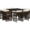 Image de vidaXL Salon de jardin 9 pièces avec coussins Marron Poly rotin