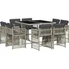 Image de vidaXL Salon de jardin 9 pièces avec coussins gris clair Poly rotin