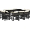 Image de vidaXL Ensemble de jardin 11 pièces avec coussins Noir Poly Rattan