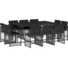 Image de vidaXL Ensemble de jardin 11 pièces avec coussins Noir Poly Rattan