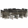 Image de vidaXL Ensemble de jardin 11 pièces avec coussins Gris Poly rotin