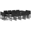 Image de vidaXL Ensemble de jardin 13 pi ¨ces avec coussins Noir Poly Rattan