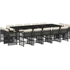 Image de vidaXL Ensemble de jardin 15 pièces avec coussins Noir Poly Rattan