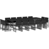 Image de vidaXL Ensemble de jardin 15 pièces avec coussins Noir Poly Rattan