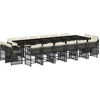 Image de vidaXL Ensemble de jardin 17 pièces avec coussins Noir Poly Rattan