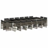 Image de vidaXL Ensemble de jardin 17 pièces avec coussins Gris Poly rotin