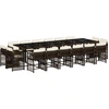 Image de vidaXL Ensemble de jardin 17 pièces avec coussins Marron Poly rotin