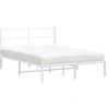 Image de vidaXL Cadre de lit avec tête de lit en métal blanc 135x190 cm