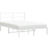 Image de vidaXL Cadre de lit avec tête de lit en métal blanc 140x190 cm