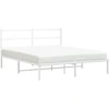 Image de vidaXL Cadre de lit avec tête de lit en métal blanc 150x200 cm