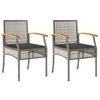 Image de vidaXL Chaises de jardin avec coussins 2 pcs. Gris Poly Rotin Acacia