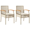Image de vidaXL Chaises de jardin avec coussins 2 pcs. Beige Poly Rotin Acacia