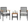 Image de vidaXL Ensemble Bistro 3 pièces avec coussins Noir Poly Rotin Acacia