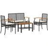 Image de vidaXL Ensemble salon de jardin 4 pièces avec coussins noir poly rotin