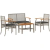 Image de vidaXL Ensemble salon de jardin 4 pièces avec coussins Gris Poly rotin
