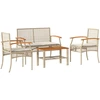 Image de vidaXL Ensemble salon de jardin 4 pièces avec coussins beige poly rotin