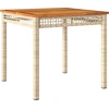 Image de vidaXL Table de jardin beige 80x80x75 cm Poly rotin acacia