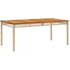 Image de vidaXL Table de jardin beige 180x90x75 cm Poly rotin acacia