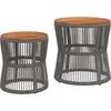 Image de vidaXL Tables d'appoint de jardin 2 pcs. avec plateau en bois Gris Poly Rattan