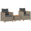 Image de vidaXL Ensemble Bistro 3 pièces avec coussins Gris Poly rotin Acacia