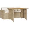 Image de vidaXL Ensemble de jardin 2 pièces avec coussins Beige Poly Rattan