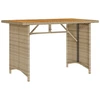 Image de vidaXL Table de jardin avec plateau en bois beige 110x68x70 cm Poly rotin
