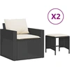 Image de vidaXL Ensemble de salon de jardin 4 pièces avec coussins noir poly rotin