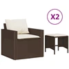 Image de vidaXL Ensemble de salon de jardin 4 pièces avec coussins Marron Poly Rattan