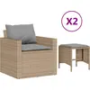 Image de vidaXL Ensemble de salon de jardin 4 pièces avec coussins Beige Poly Rattan
