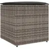 Image de vidaXL Coffre à coussins avec rangement Gris 50 x 50 x 50 cm Poly-Rattan