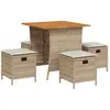 Image de vidaXL Salon de jardin 5 pièces avec coussins Beige Poly Rattan