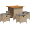 Image de vidaXL Salon de jardin 5 pièces avec coussins Beige Poly Rattan