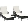 Image de Litts de plage vidaXL, lot de 3, noir et blanc crème, 55 x 200 x 92 cm