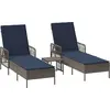 Image de Ligures de plage vidaXL, lot de 3, gris et bleu marine, 200 x 55 x 92 cm