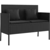 Image de vidaXL Banc de jardin avec coussins noir Poly rotin