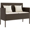 Image de vidaXL Banc de jardin avec coussins Marron Poly Rattan