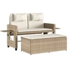 Image de vidaXL Banc de jardin Réglable avec coussins Beige Poly Rattan