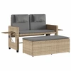 Image de vidaXL Banc de jardin Réglable avec coussins Beige Poly Rattan
