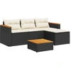 Image de vidaXL Ensemble de salon de jardin 3 pièces avec coussins noir poly rotin