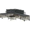 Image de vidaXL Ensemble canapé d'angle de jardin 3 pièces avec coussins Gris Poly rotin