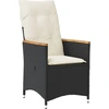 Image de vidaXL Fauteuil de jardin Réglable avec coussins Noir Poly Rattan
