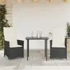 Image de vidaXL Fauteuil de jardin avec coussin 2 pcs. Réglable Noir Poly Rattan