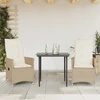 Image de vidaXL Fauteuil de jardin avec coussin 2 pcs. Réglable Beige Poly Rattan