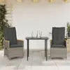 Image de vidaXL Fauteuil de jardin avec coussin 2 pcs. Réglable Gris Poly Rattan